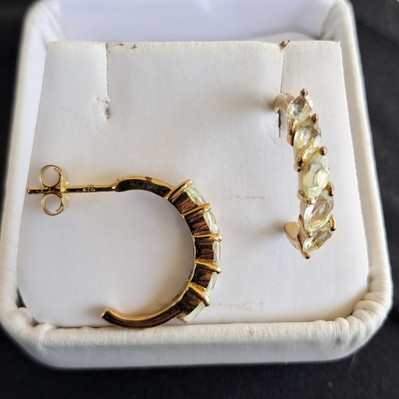 Premium Rare Natural Chrysoberyl J-Hoop Earrings - Picture 4 of 6